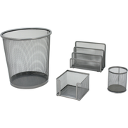 0 Roco Desk Set, 4 Components, Mesh Steel, Grey Grey