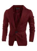 Generic Single Button Lapel Casual Wedding Groom Coat Wine Red