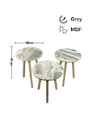 3 Piece Coffee Table Set Grey 38x38x47cm