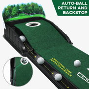  Huaen Golf Accelerator Pro - Indoor Golf Putting Mat With Auto-ball Return & Behind-the-hole Ball Collector - Putter Alignment Guides At 3, 5 &