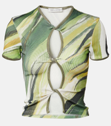 Christopher Esber Printed ribbed-knit jersey top