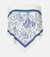 Simkhai Printed linen-blend bandeau top