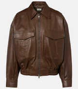 Staud Eugene leather bomber jacket