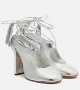 Dries Van Noten Metallic leather mules
