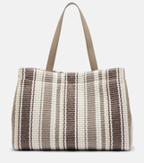 Brunello Cucinelli Monili Medium striped raffia tote bag
