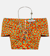 paco rabanne Rabanne Printed strapless crop top