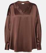 Brunello Cucinelli silk-satin sleeveless blouse