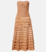 Simkhai Santana raffia-blend bustier dress