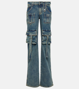 Blumarine Low-rise denim cargo pants