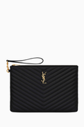 SAINT LAURENT Cassandre Tablet Pouch in Matelass Leather