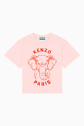 KENZO KIDS Elephant Logo Print T-shirt in Organic Cotton Jersey