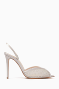 Andrea Wazen Katy 105 Crystal Slingback Sandals in Satin