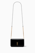 SAINT LAURENT Cassandre Phone Holder with Strap in Patent Leather