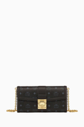 MCM Large Tracy Chain Wallet in Visetos Monogram Canvas