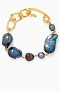 Jil Sander Pearl Beaded Bracelet in Brass