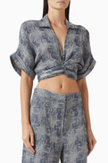 Just Bee Queen Chiara Top in Linen-blend