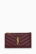 SAINT LAURENT Cassandre Fragments Zip Case in Matelass Leather