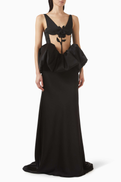 David Koma Rose Embroidered Peplum Gown