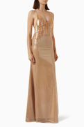 David Koma Gradient Sequin V-neck Gown