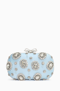 Self-Portrait Crystal Embellished Clutch in Satin