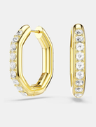 Swarovski Dextera hoop earrings Octagon shape, Round cut, White, Gold-tone plated